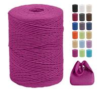 CAMAL Raffia Filato per Uncinetto di Borse, 2mm x 300m Rafia per Uncinetto per Borse, Morbido Filo di Carta per Cappelli, Maglia Borsa da Spiaggia, Fai Da Te (Rosso Rosa)