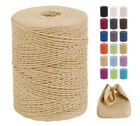 CAMAL Raffia Filato per Uncinetto di Borse, 2mm x 300m Rafia per Uncinetto per Borse, Morbido Filo di Carta per Cappelli, Maglia Borsa da Spiaggia, Fai Da Te (Caffè chiaro)