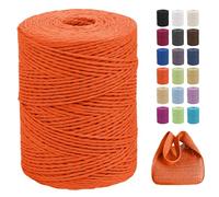 CAMAL Raffia Filato per Uncinetto di Borse, 2mm x 300m Rafia per Uncinetto per Borse, Morbido Filo di Carta per Cappelli, Maglia Borsa da Spiaggia, Fai Da Te (Rosso arancio)