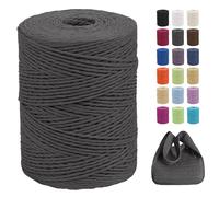 CAMAL Raffia Filato per Uncinetto di Borse, 2mm x 300m Rafia per Uncinetto per Borse, Morbido Filo di Carta per Cappelli, Maglia Borsa da Spiaggia, Fai Da Te (Grigio intenso)