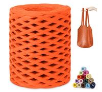 CAMAL Raffia Filato per Uncinetto di Borse, 3mm x 200m Filo di Carta, Morbido Rafia Colorata Paglia Fettuccia per Uncinetto Borsa da Spiaggia, Fai Da Te (Arancione)
