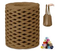 CAMAL Raffia Filato per Uncinetto di Borse, 3mm x 200m Filo di Carta, Morbido Rafia Colorata Paglia Fettuccia per Uncinetto Borsa da Spiaggia, Fai Da Te (Caffè chiaro)