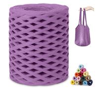 CAMAL Raffia Filato per Uncinetto di Borse, 3mm x 200m Filo di Carta, Morbido Rafia Colorata Paglia Fettuccia per Uncinetto Borsa da Spiaggia, Fai Da Te (Viola)