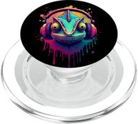 Camaleonte Con Cuffie Colorato Retro Musica PopSockets PopGrip per MagSafe