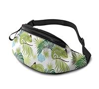 Camaleonti Con Foglie Tropicali Marsupi Marsupi Regolabili Con Foro Per Cuffie Per Allenamento Sportivo Viaggiare Corsa