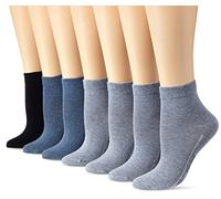Camano 9101 Calzini alla Caviglia, Blu (Denim Mel. 0033), 35-38 (Pacco da 7) Donna