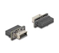 Cambiagender DeLock 67238 20-pin USB Type-E Femmina Nero Acciaio inox