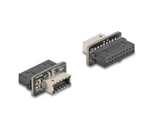 Cambiagender DeLock 67238 20-pin USB Type-E Femmina Nero Acciaio inox