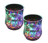 Cambiamento Cromatico Bicchieri con 5 LED Luci, Acrilico Plexiglass Non Fragile Impermeabile Marble Texture Materiale, Bicchieri a LED Multicolore per Feste e Eventi(2pc)