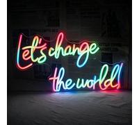 Cambiare il mondo Multi colore RGB Segno al neon Alimentato da USB Cambiamento del colore e scorrimento Mode lampeggianti Telecomando per Home Decor Bar Man Cave Party Meetings