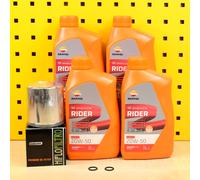 Cambio Olio Set 4 Litro Repsol Rider 20W50 Minerale Filtro Cromo Guarnizioni