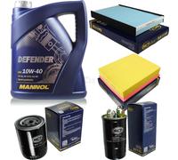 Cambio Olio Set MANNOL 5L Defender 10W-40 motore + Sct Filtri Kit 10753514