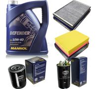 Cambio Olio Set mannol 5L Defender 10W-40 motore + Sct Filtri Kit 10753563