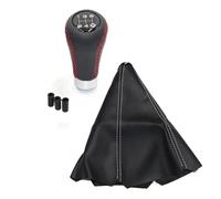 Cambio Per Auto Pomello Del Cambio Universale A 5 Velocità Per Auto, Leva Del Cambio Manuale, Rosso, Nero, Cuciture In Similpelle Pomelli Leva(White line pair)