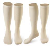 CAMBIVO 2 Paia Calze Compressione Graduata Donna e Uomo 20-30 mmHg, Calze Elastiche a Compressione Antiscivolo per Sport, Corsa, Recupero, Antitrombo, Vene Varicose, Viaggio in Aereo