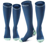 CAMBIVO 2 Paia Calze Compressione Graduata Donna e Uomo 20-30 mmHg, Calze Elastiche a Compressione Antiscivolo per Sport, Corsa, Recupero, Antitrombo, Vene Varicose, Viaggio in Aereo