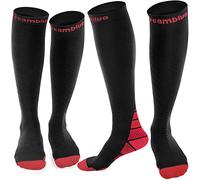 CAMBIVO 2 Paia Calze Compressione Graduata Donna e Uomo 20-30 mmHg, Calze Elastiche a Compressione Antiscivolo per Sport, Corsa, Recupero, Antitrombo, Vene Varicose, Viaggio in Aereo