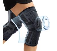 CAMBIVO 2 Pezzi Tutore Ginocchio con Stabilizzatori Laterali In PMMA e Gel Pad Rotulea, Ginocchiera Ortopedica Compressione per Menisco, Sportivo, Palestra, Pallavolo