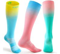 CAMBIVO Calze Compressione Graduata Donna Uomo 3Paia, Gambaletti Compressione 15-20 mmHg, Traspiranti Calzini Lunghe Elastiche per Yoga, Ciclismo, Sportive, Viaggi, Moda, Vene Varicose e Recupero