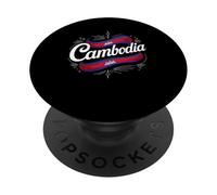 Cambodia Flag Angkor Wat Khmer Heritage Travel PopSockets PopGrip Adesivo