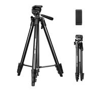 CAMBOFOTO 134 cm Treppiede Leggero per Smartphone, Treppiede in Alluminio con Supporto per Telefono, Compatibile con iPhone, Smartphone Android, Fotocamere Reflex Digitali e Mirrorless