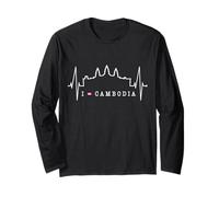 Cambogia Skyline Batticuore SIEM Raep I Love Angkor Wat Maglia a Manica