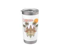 Cambogia, Tempio Vintage Angkor Wat, Divertente souvenir di viaggio Bicchiere termico in acciaio inox doppia parete