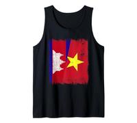 Cambogia Vietnam Half Flag Cambogiano Vietnamita Storia Canotta