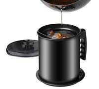 Cambom Contenitore per grasso per pancetta con filtro a rete fine, 1,3 l/5,2 tazze di ferro, lattina per olio da cucina con vassoio sottobicchiere rimovibile per conservare il grasso della cucina