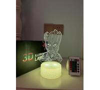 CAMBOS Lampada notturna 3D a forma di anime, con illusione LED a 16 colori che cambiano colore, con telecomando, per bambini, decorazione per camera da letto, lampada da comodino con figura Groot,