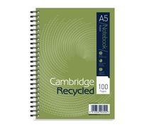 Cambridge Recycled A5 100 Pages Card Cover Wirebound Notebook - Pack of 5