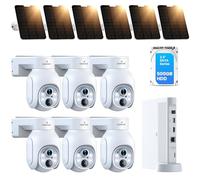 Camcamp Telecamere di sicurezza per esterni, wireless, a energia solare, senza abbonamento, sistema di telecamere di sicurezza solare con panoramica e inclinazione a 360°, visione notturna a colori