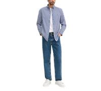 Tommy Hilfiger Camicia da Uomo Flex Poplin Big Gingham RF MW0MW41713 L/S, Blu, S, Blu (Zeppa Blu/a Quadri), S