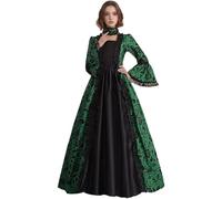 CAMDOM Abito da Donna Vittoriano da Festa Medievale Abito da Sera Formale in Raso con Maniche Svasate Costume Vintage Rinascimentale Vestito da Palazzo per Cosplay Carnevale e Balli