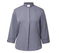 CAMDOM Camicette per Donne religiose, Top per Donne religiose, Colletto con Passanti, Maniche a 3/4, Rotonde, con abbottonatura T-Shirt Formale, Grigio., M