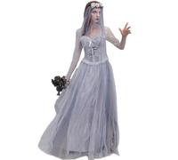 CAMDOM Costume da sposa fantasma da vampiro zombie, vestito lungo per Halloween, carnevale, horror, cosplay