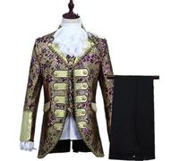 CAMDOM Costume vittoriano da uomo, stile medievale, da palazzo, per cosplay o palcoscenico, Viola