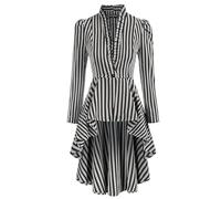 CAMDOM Donna Steampunk Lunga Giacca A Righe Stile Rinascimentale Vittoriano Gotico Blazer Elegante Autunno Inverno Moda Femminile Cappotto Vintage Abbigliamento Stile Alternativo