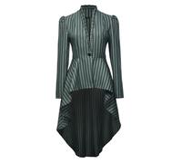 CAMDOM Donna Steampunk Lunga Giacca A Righe Stile Rinascimentale Vittoriano Gotico Blazer Elegante Autunno Inverno Moda Femminile Cappotto Vintage Abbigliamento Stile Alternativo