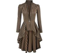CAMDOM Donna Steampunk Lunga Giacca A Righe Stile Rinascimentale Vittoriano Gotico Blazer Elegante Autunno Inverno Moda Femminile Cappotto Vintage Abbigliamento Stile Alternativo
