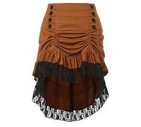 CAMDOM Gonna vittoriana Steampunk Donna Gotica Vintage Plus Size Alto Basso Costume Cosplay, Marrone, L