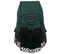 CAMDOM Gonna vittoriana Steampunk Donna Gotica Vintage Plus Size Alto Basso Costume Cosplay, Verde, M