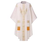 CAMDOM Vestaglia da sacerdote cattolico Casula Chiesa Messa, bianco, taglia unica