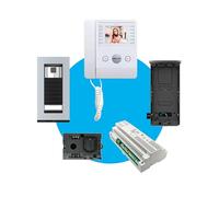 CAME Kit videocitofonico monofamiliare espandibile per sistema multifilare 200 con targa ad incasso, videocitofono AGATA bianco a cornetta, gruppo audio/video, placca a un tasto e alimentatore 230V
