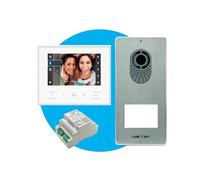 CAME Kit videocitofonico monofamiliare include videocitofono bianco FUTURA X1 vivavoce display LCD 7˝ tasti soft touch, targa esterna LCV/01, pulsante singolo con targhetta porta-nome e alimentatore