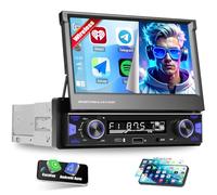 CAMECHO 1 Din Auto con Wireless Carplay HD Touchscreen, 7 Pollici Bluetooth Radio Manuale Schermo Estensibile con Android Auto FM/AM/RDS Handsfree Mirror Link Controllo del Volante