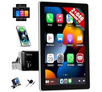 CAMECHO 1 Din Autoradio 10.1 Pollici 2+64G Android 13 Navi Bluetooth Radio con Wireless A-pple Carplay Android Auto WIFI GPS FM/RDS EQ con Telecamera Posteriore, Schermo HD Ruotabile 1280 * 720