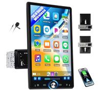 CAMECHO 10.4" Carplay 1 Din Autoradio con Schermo Rotante, Wireless CarPlay/Android Auto, Vivavoce Bluetooth 5.2, FM/RDS Radio, Mirror Link, Supporta USB/TF card/Aux-in