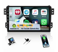 CAMECHO 2+64G 9 Pollice Android 15 Autoradio per Suzuki Splash Ritz Opel Agila 2004-2014 con GPS WIFI FM, Radio Wireless Carplay HD con Bluetooth Android Auto RDS con Telecamera Posteriore