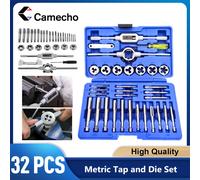 Camecho 32PCS HSS Set di maschi e matrici Chiave metrica Taglio M3-M12 Utensile per filettatura manuale Rubinetto in carburo di tungsteno Die Strumento per la creazione di filettatura